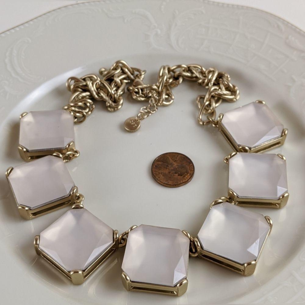 Loft Clear Square Gold Tone Statement Necklace - image 8